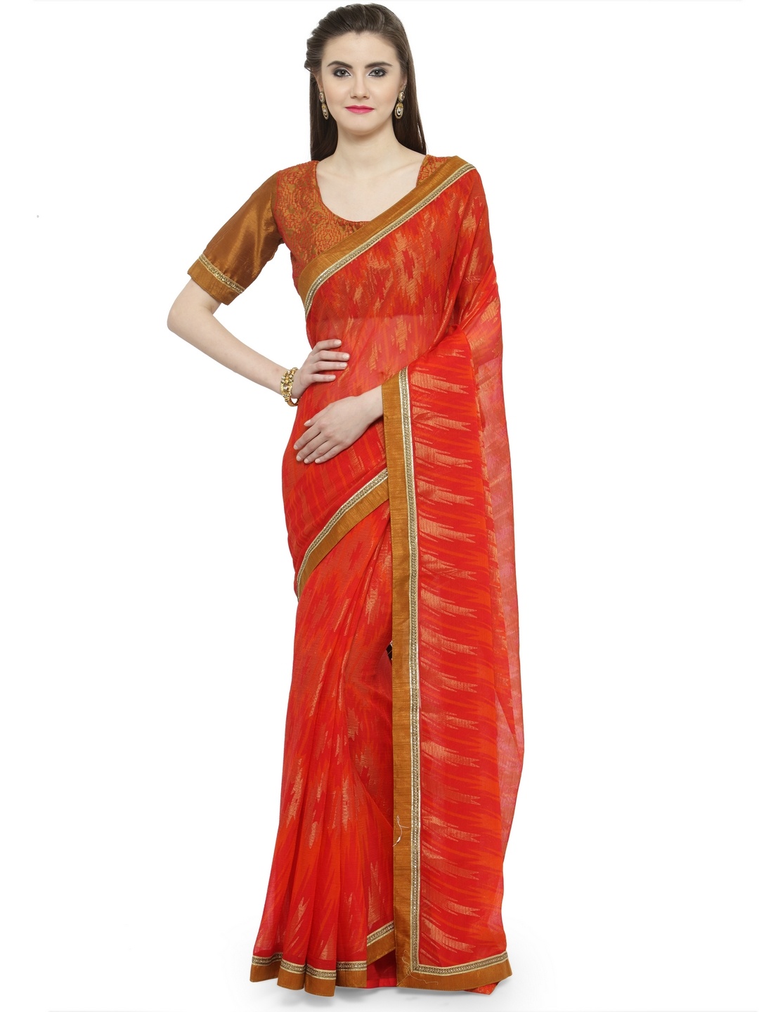 

Shaily Red Printed Silk Blend Saree