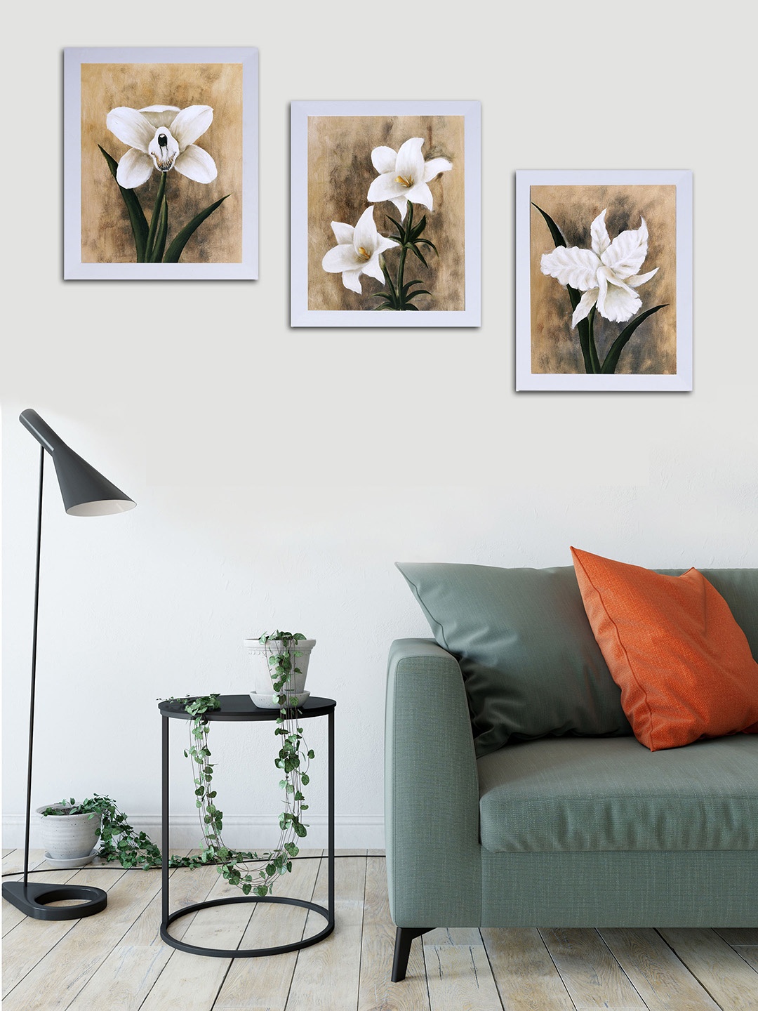 

Art Street Set of 3 White & Brown Floral and Botanical Printed Wall Art