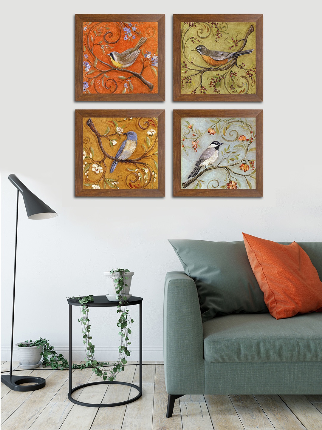 

Art Street Multicoloured Birds & Animals Printed Set of 4 Wall Art, Multi