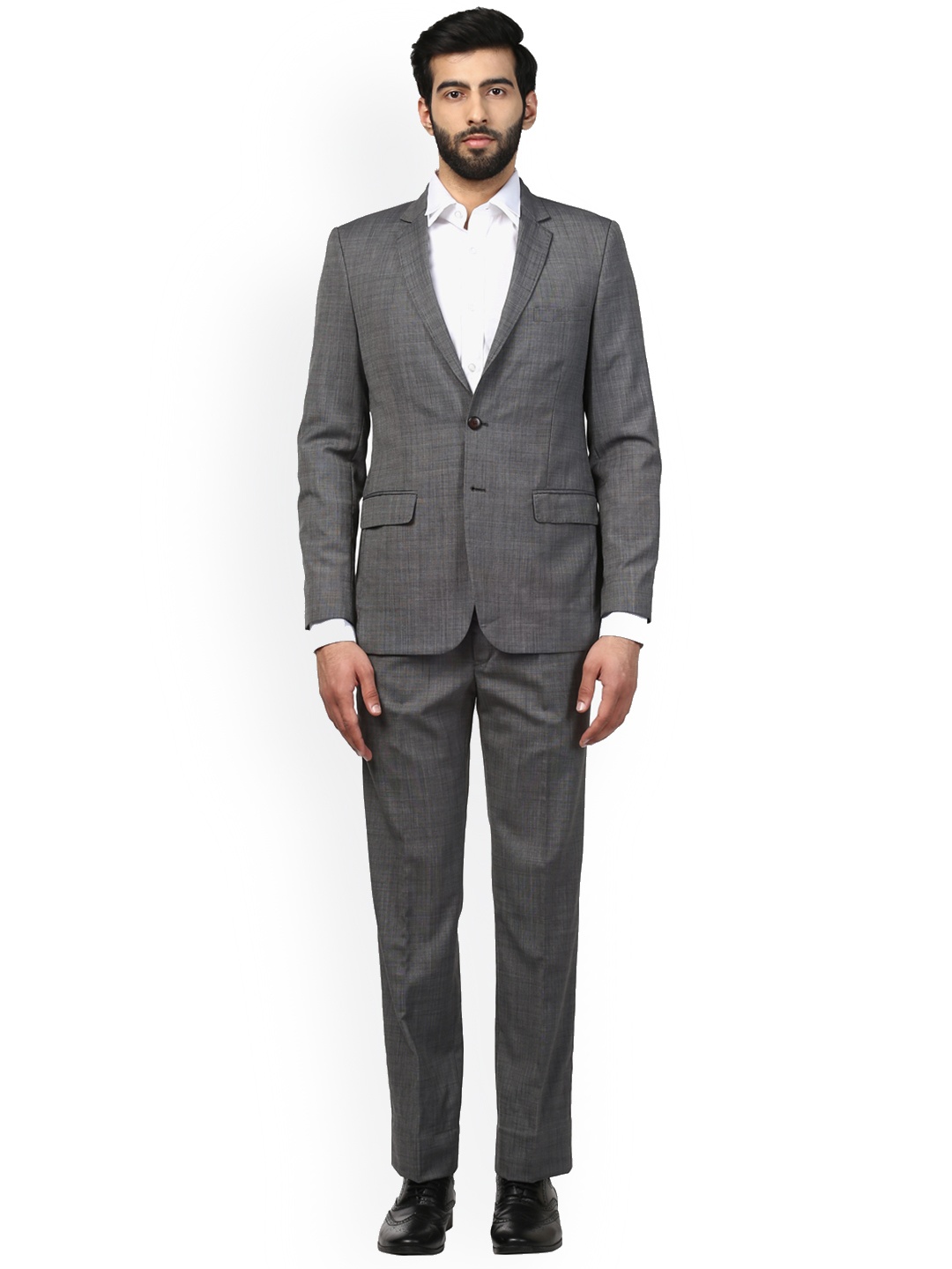 

Raymond Grey Woven Design Single-Breasted Formal Suit