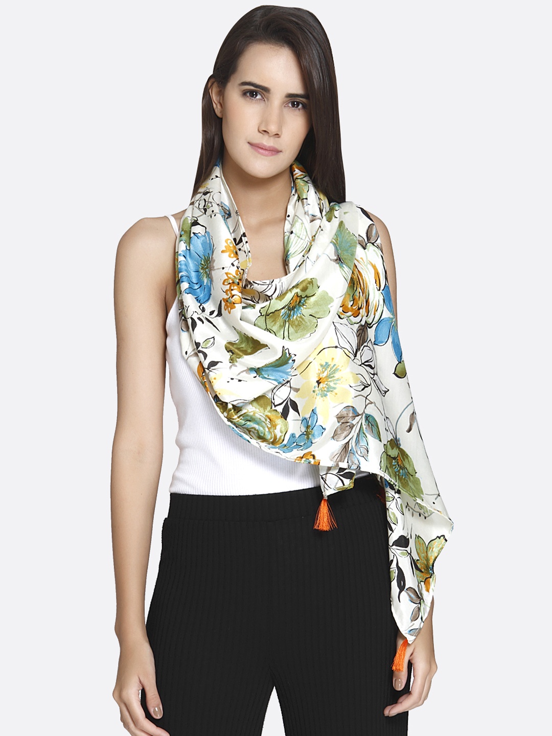 

shiloh White Printed Scarf