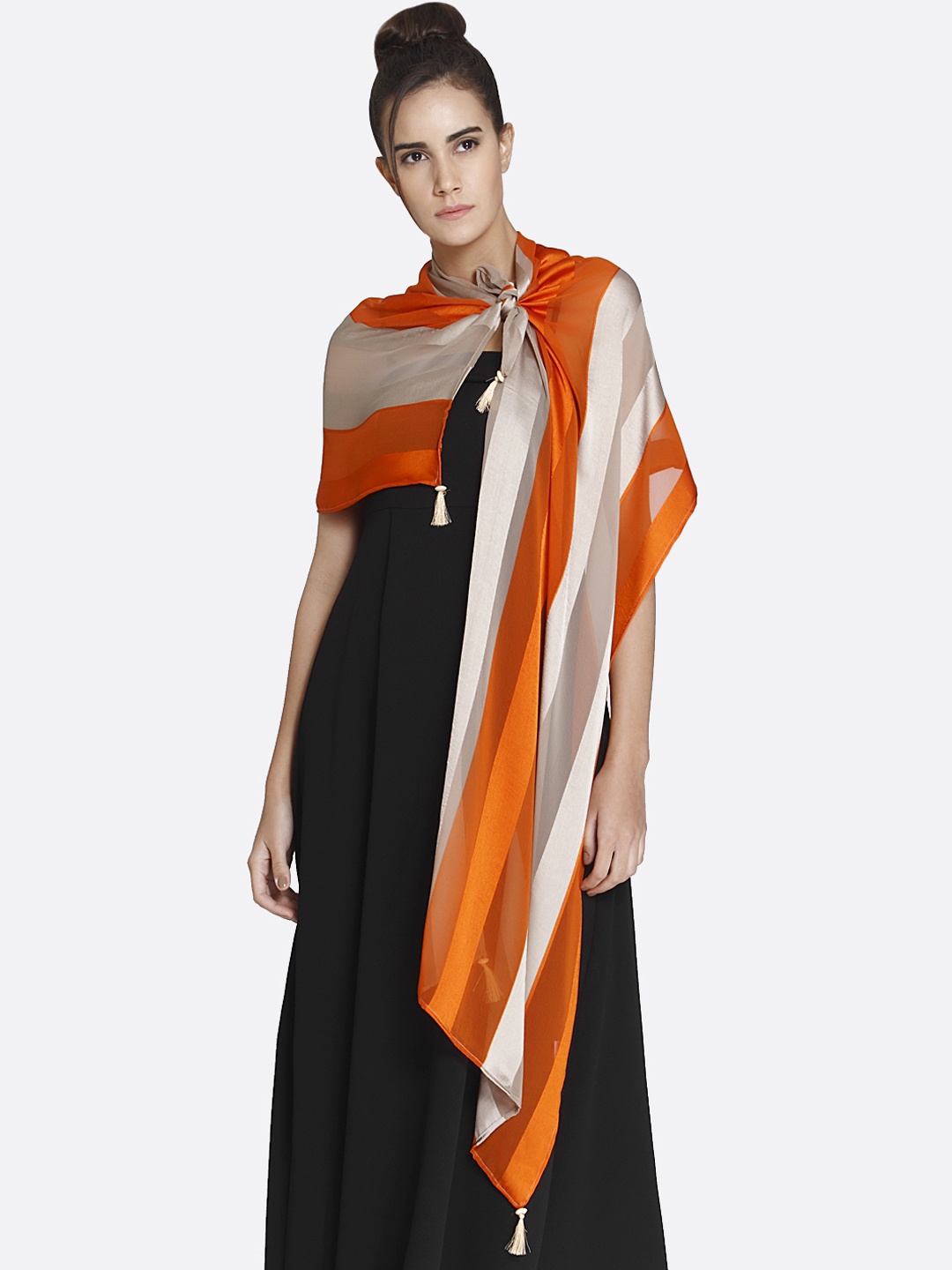 

shiloh Orange & Grey Printed Scarf