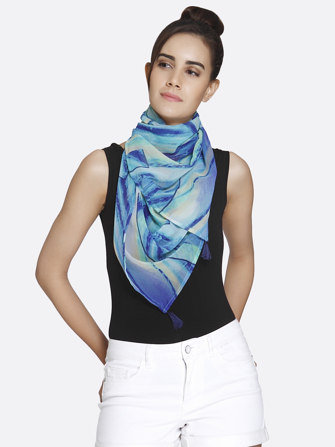 

shiloh Women Blue Printed Scarf