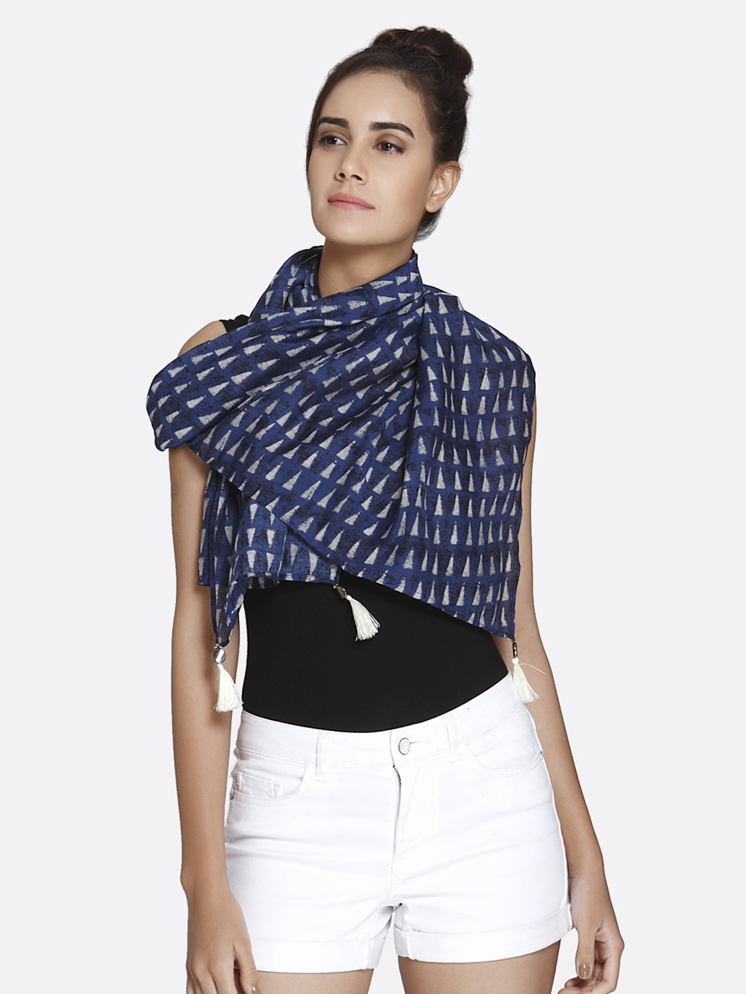 

shiloh Women Navy Blue Printed Scarf