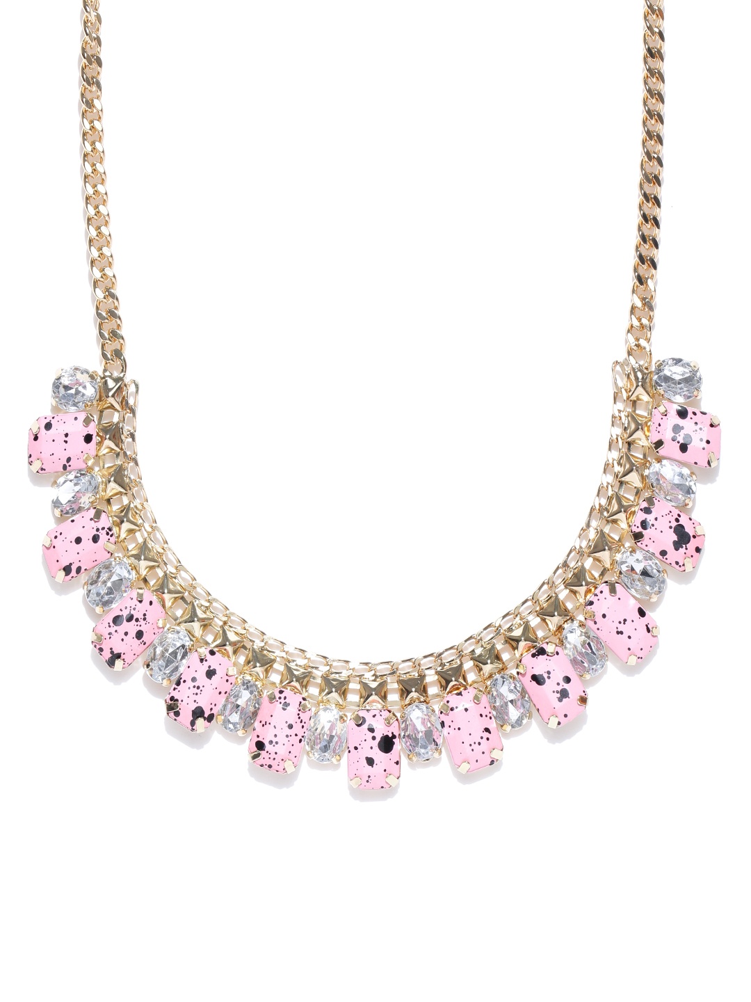 

ChicMela Pink Gold-Plated Handcrafted Stone-Studded Necklace