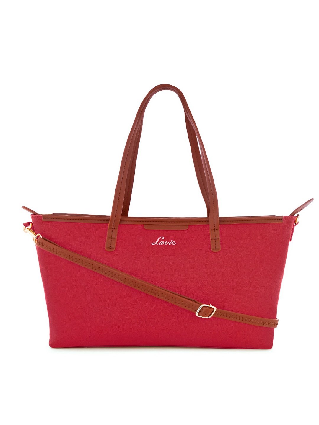 

Lavie Red Solid Tote Bag