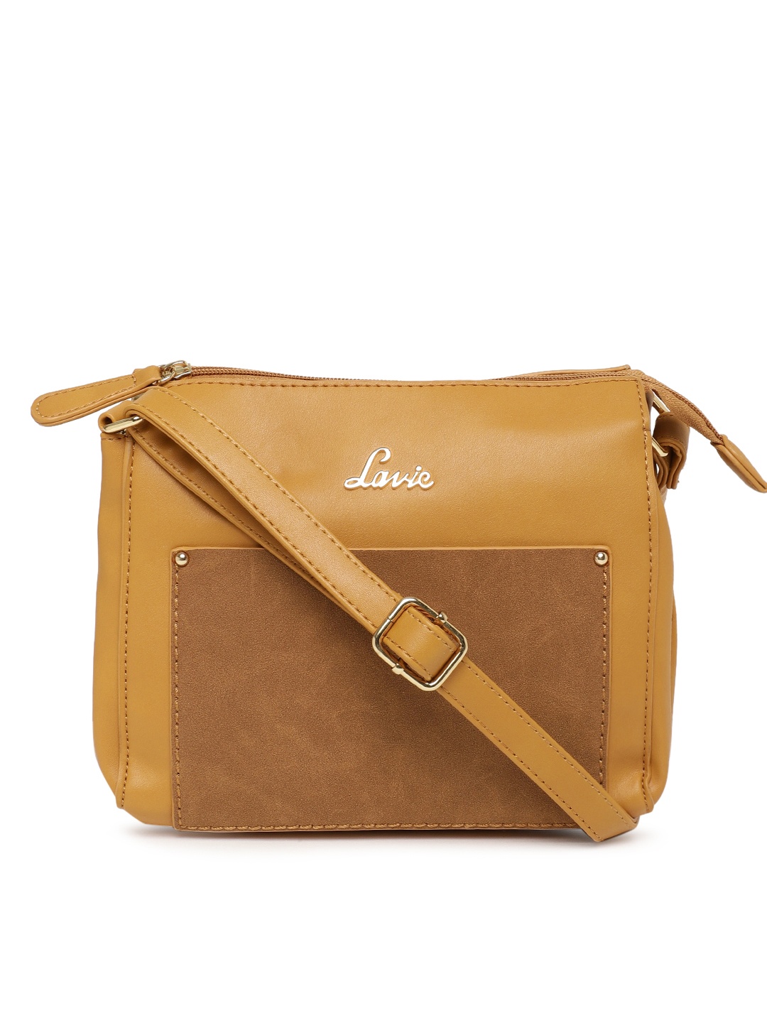 

Lavie Onora Mustard Solid Patch Structured Sling Bag