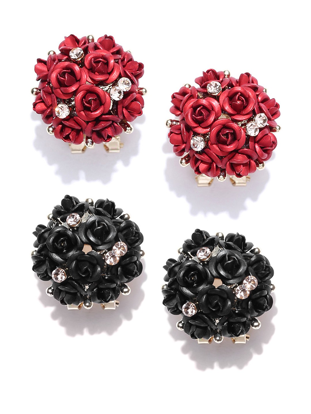 

YouBella Set of 2 Gold-Plated Floral Studs, Red