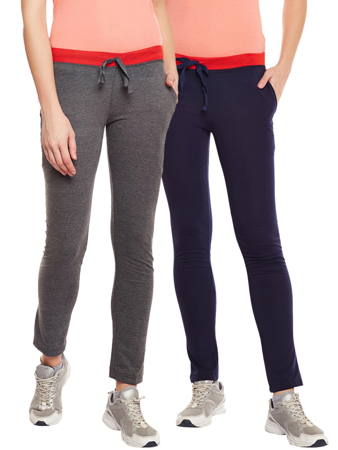 

VIMAL JONNEY Women Pack of 2 Solid Track Pants, Blue