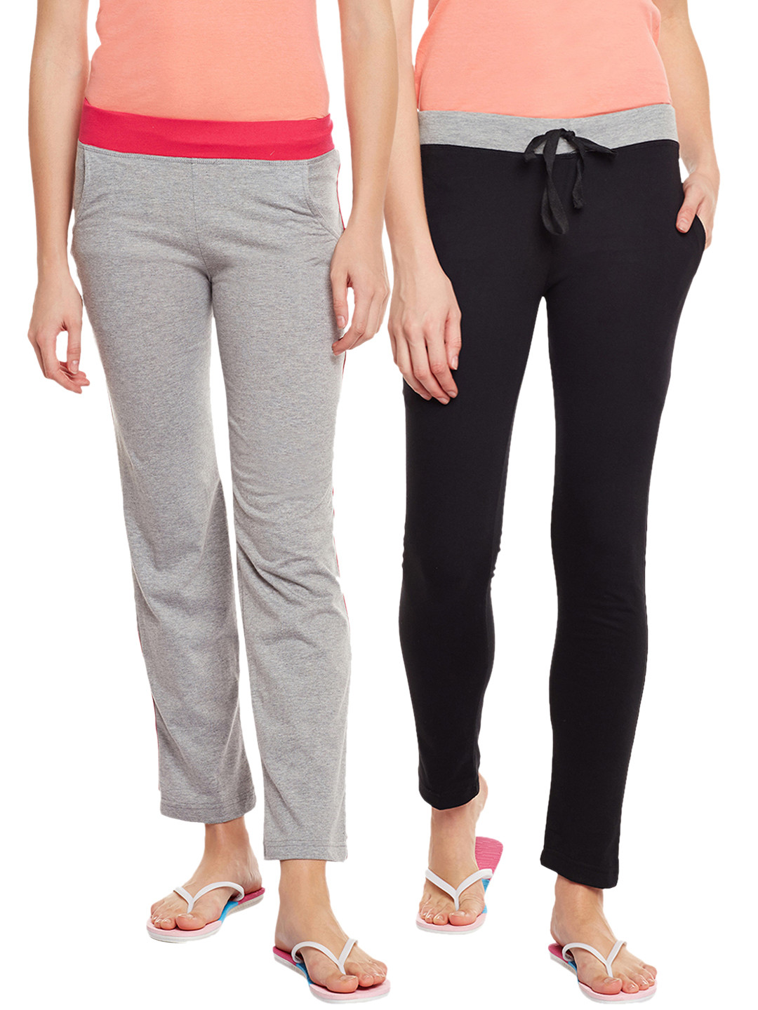 

VIMAL JONNEY Women Pack of 2 Solid joggers, Turquoise blue