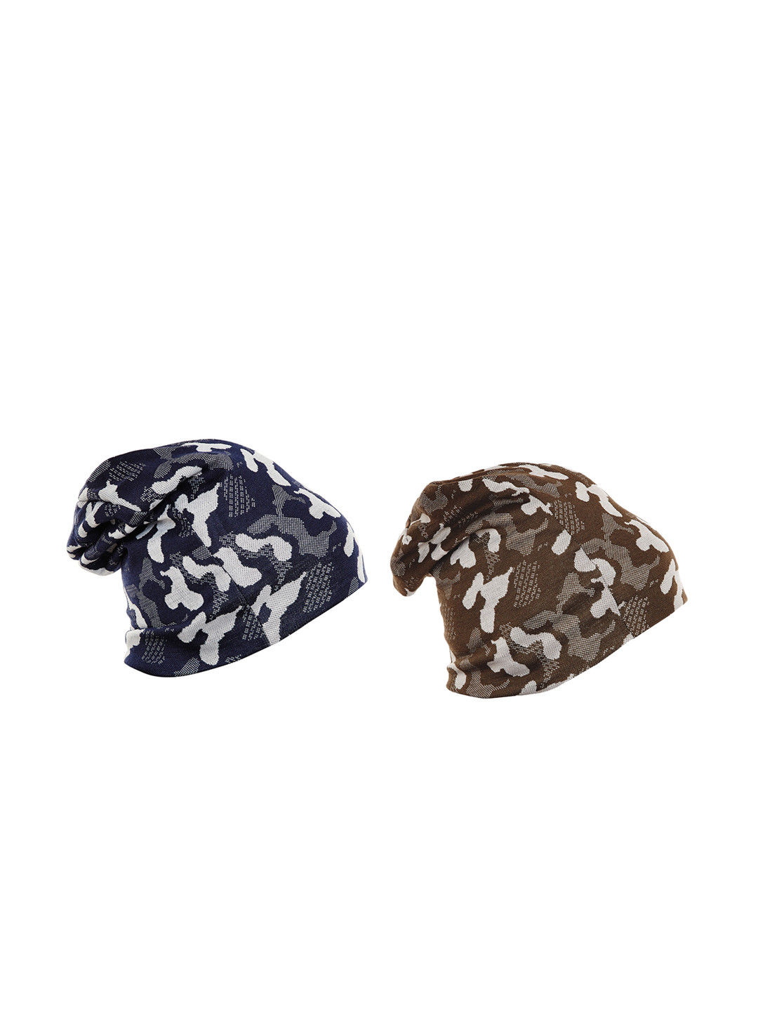 

VIMAL JONNEY Men Pack of 2 Camouflage Print Beanie Caps, Olive