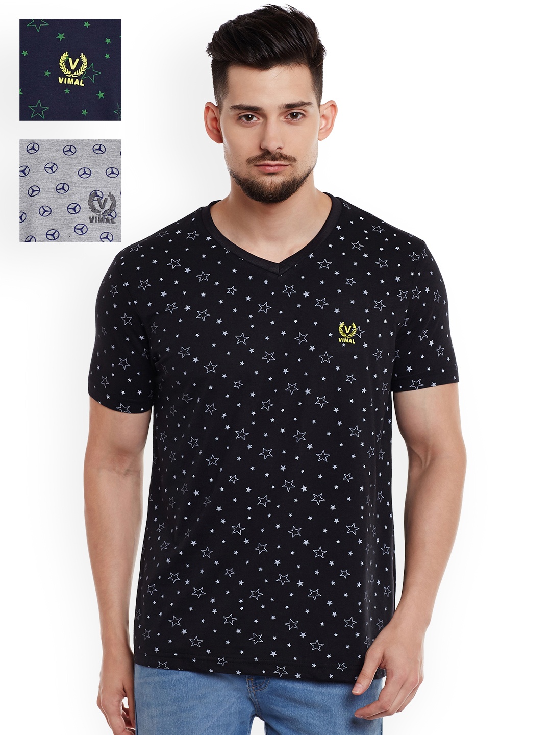 

MACK JONNEY Pack of 3 Slim Fit T-shirts, Navy blue