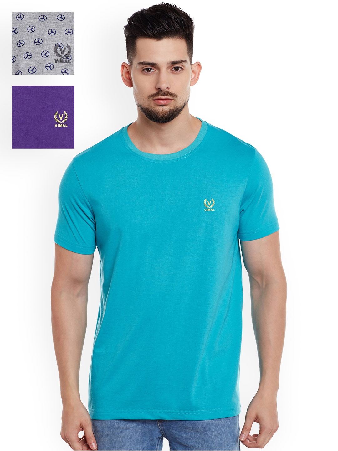 

MACK JONNEY Pack of 3 Slim Fit T-shirts, Blue