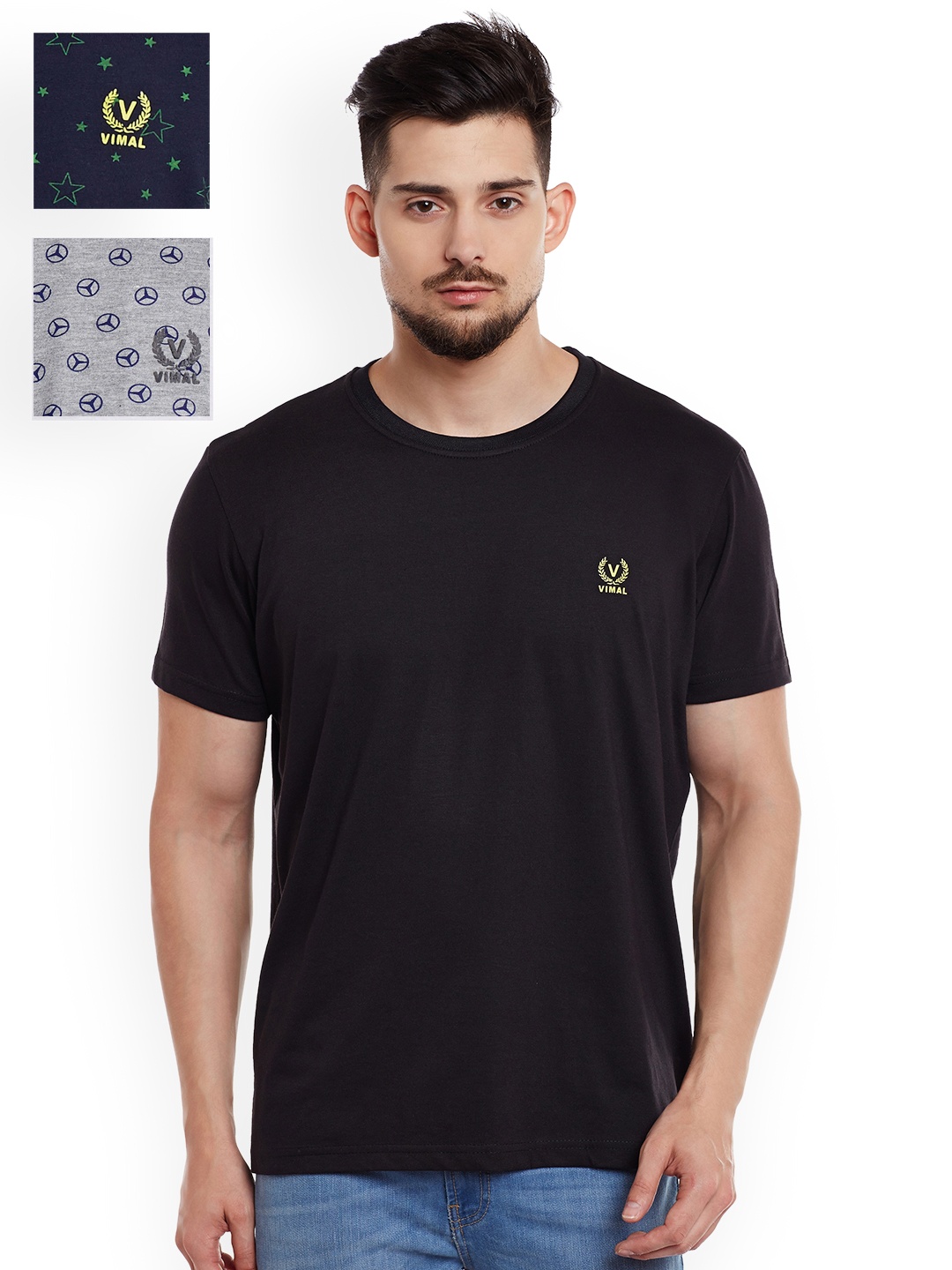 

MACK JONNEY Pack of 3 Slim Fit T-shirts, Black