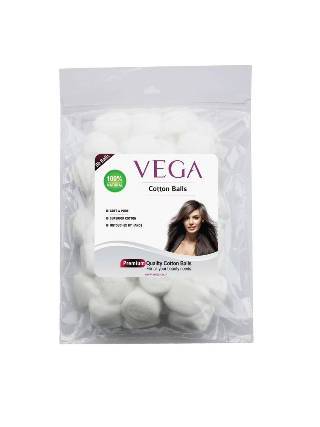 

VEGA Cotton Ball for Eye-Face Makeup & Nail Paint Remover CB-01 - 50 Cotton Balls, White