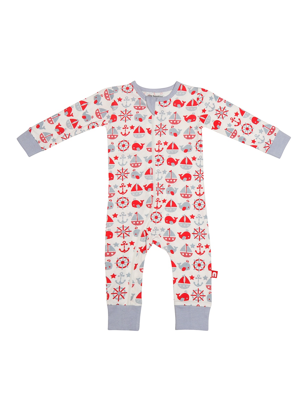 

Nino Bambino Girls White & Grey Printed Rompers