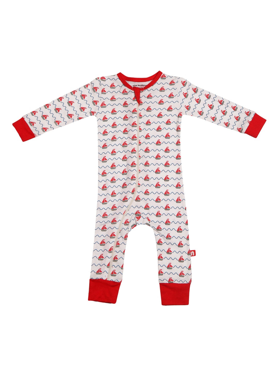 

Nino Bambino Girls White & Red Printed Rompers