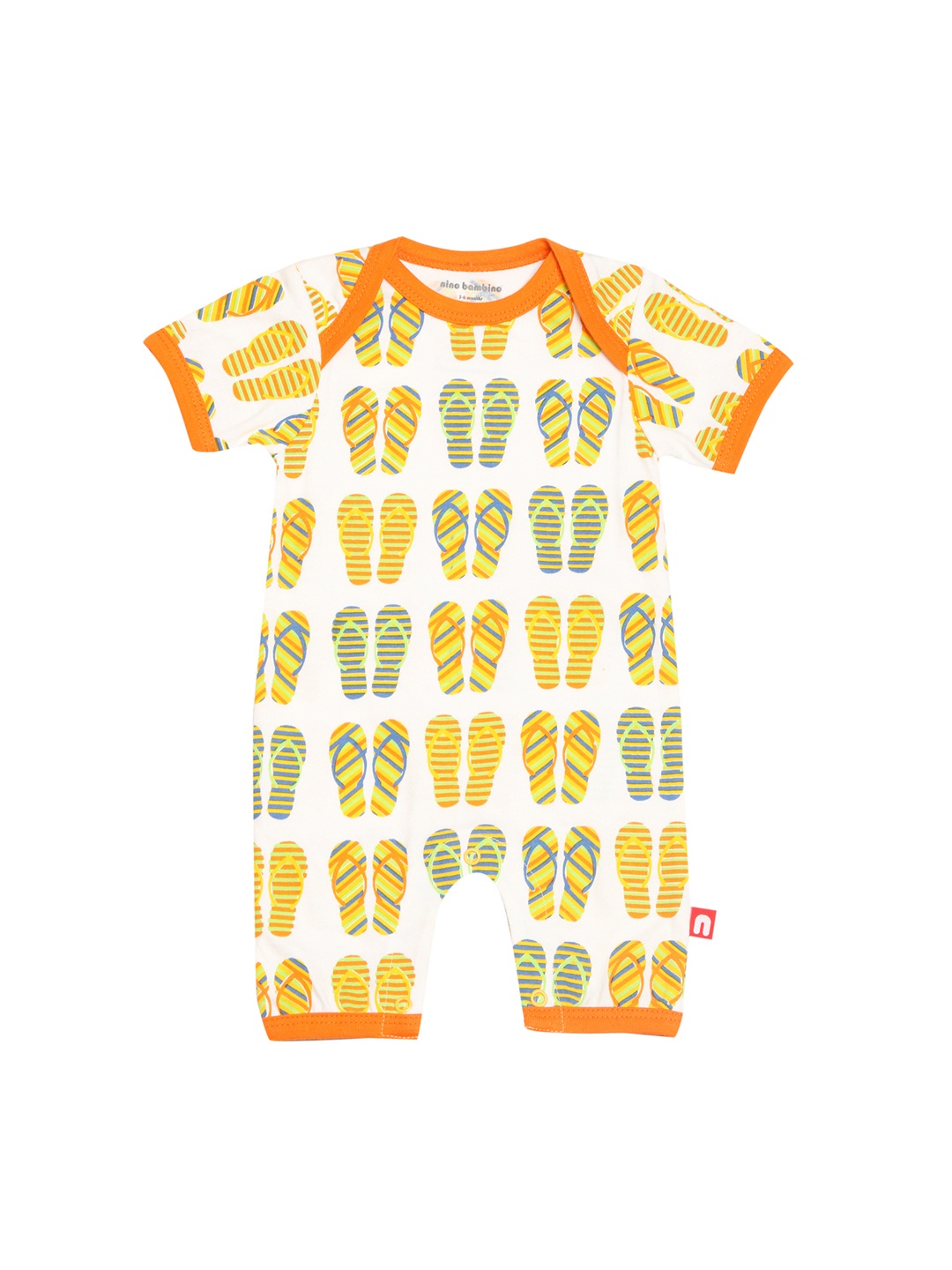 

Nino Bambino Boys White & Orange Printed Rompers