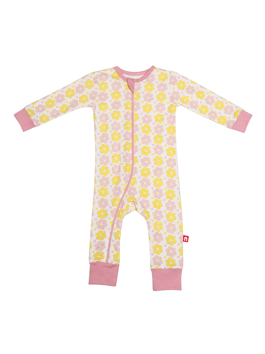 

Nino Bambino Girls White & Pink Printed Rompers