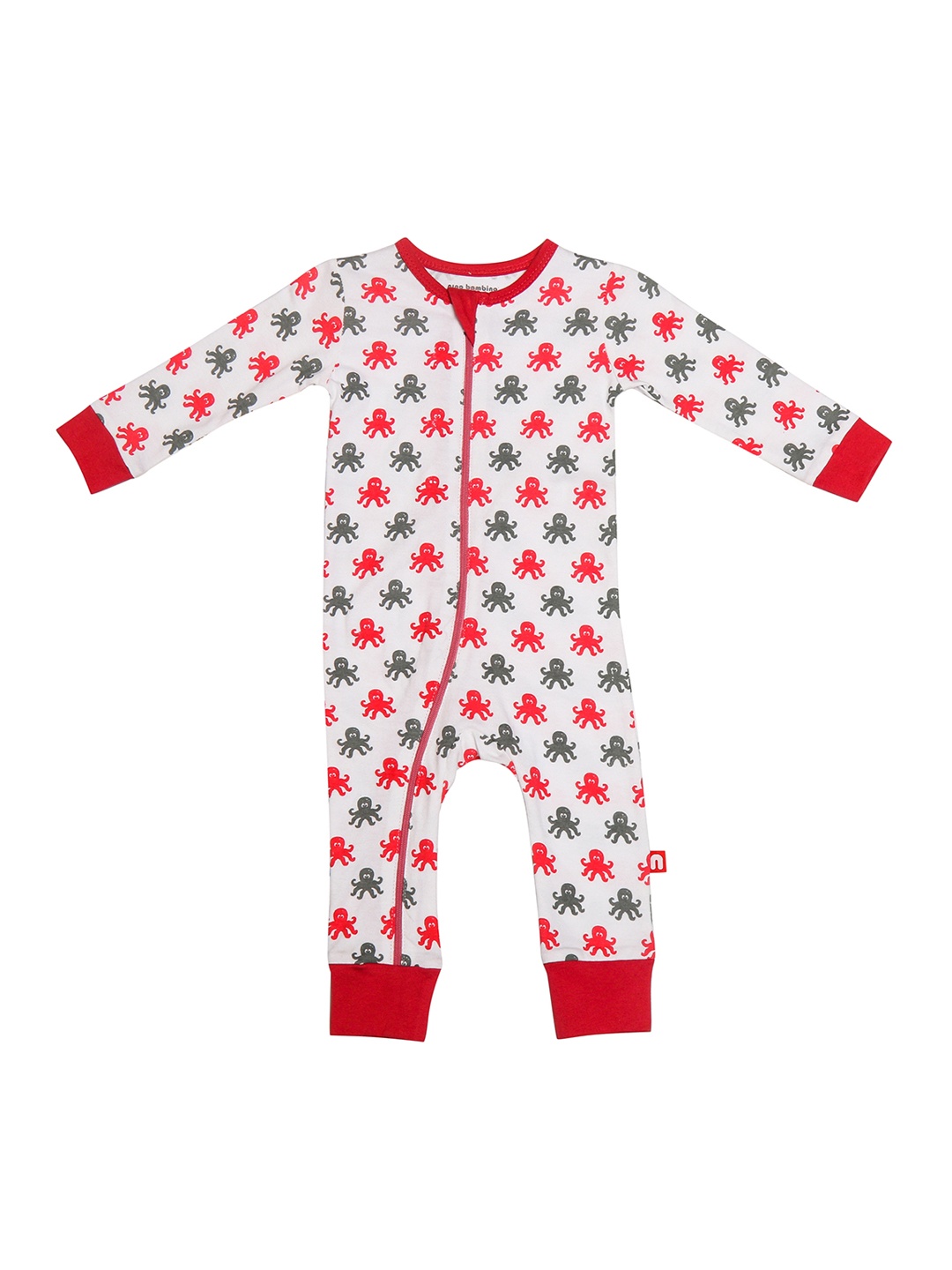 

Nino Bambino Girls White & Red Printed Rompers