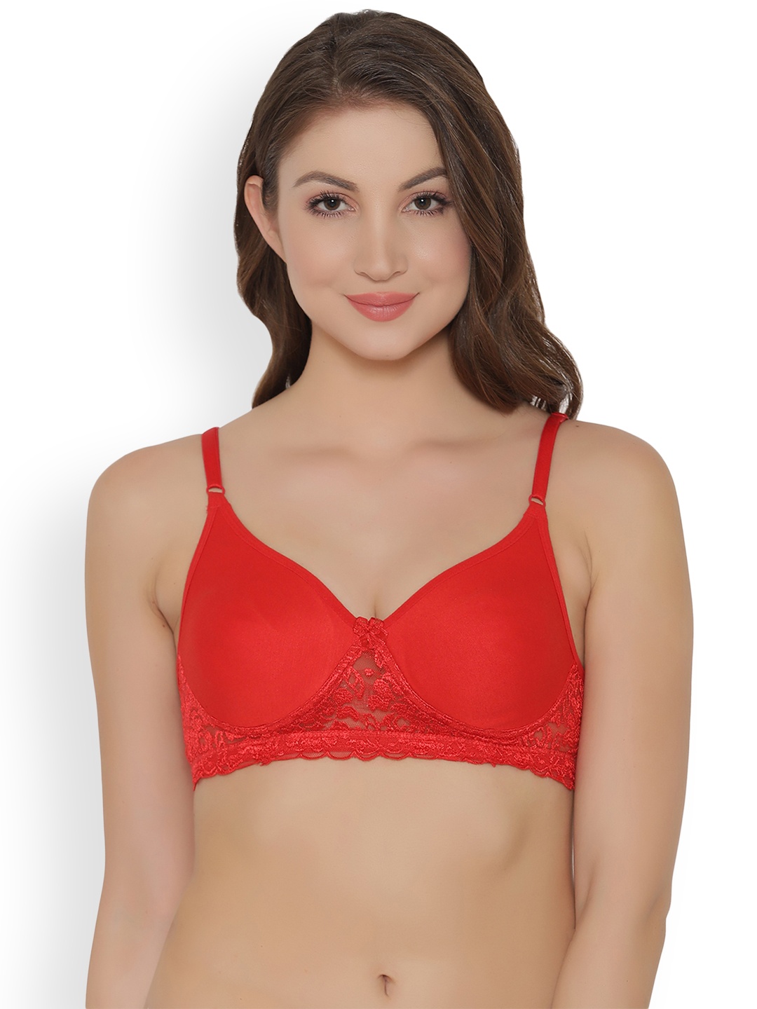 

Clovia Cotton Rich Non-Wired Spacer Cup T-Shirt Bra, Red