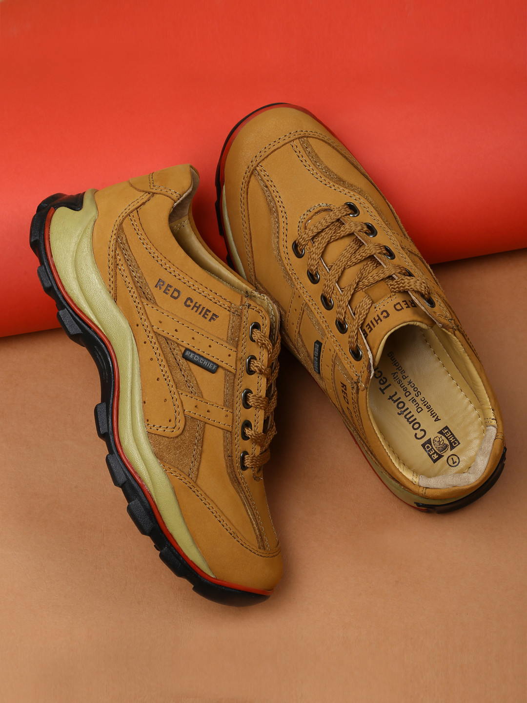 

Red Chief Men Brown Leather Casual Shoes, Beige