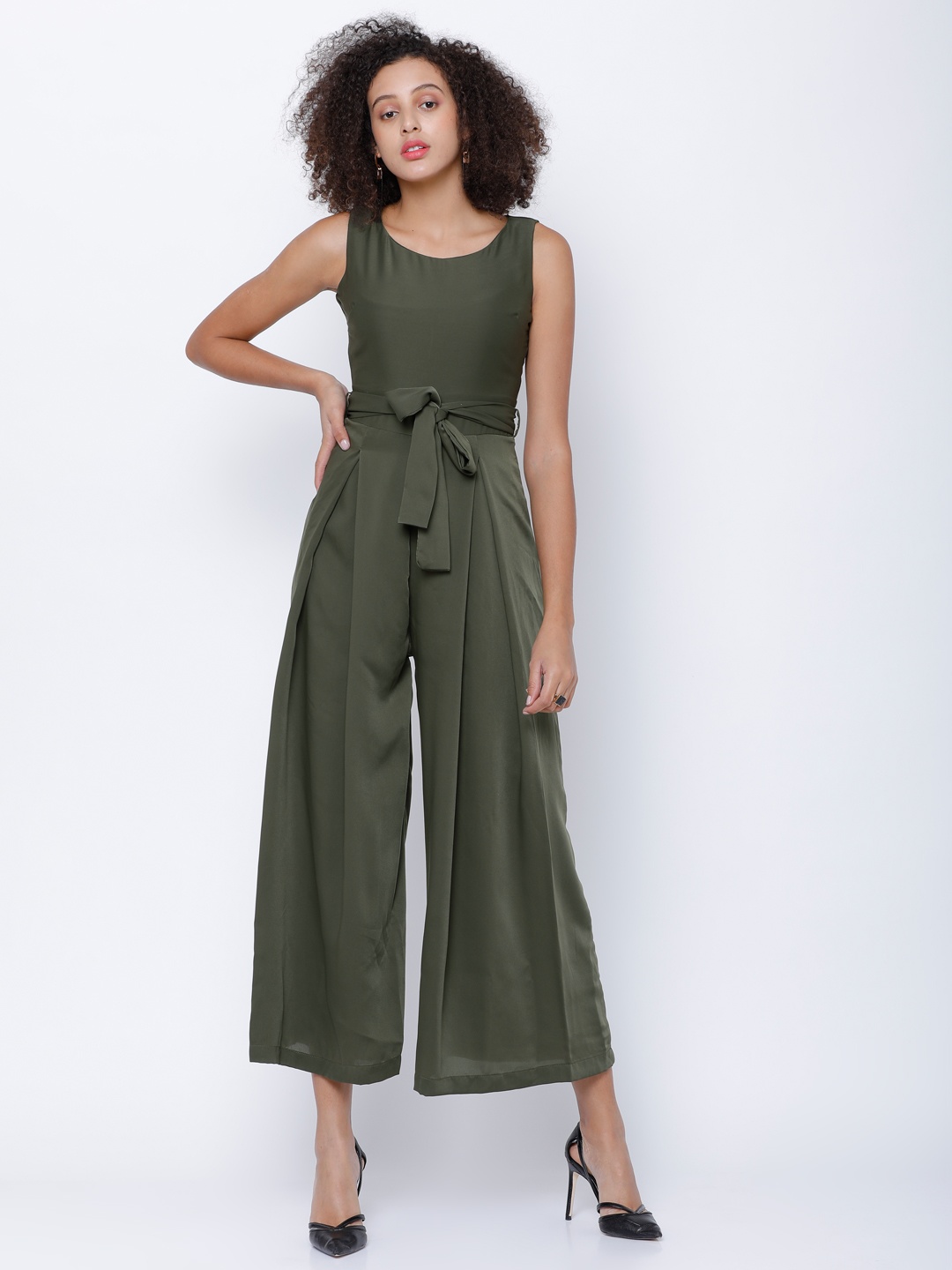 

Tokyo Talkies Olive Solid Basic Jumpsuit