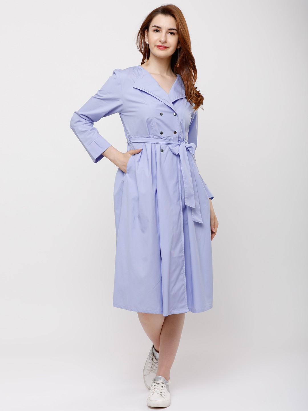 

Tokyo Talkies Women Blue Solid Fit and Flare Dress