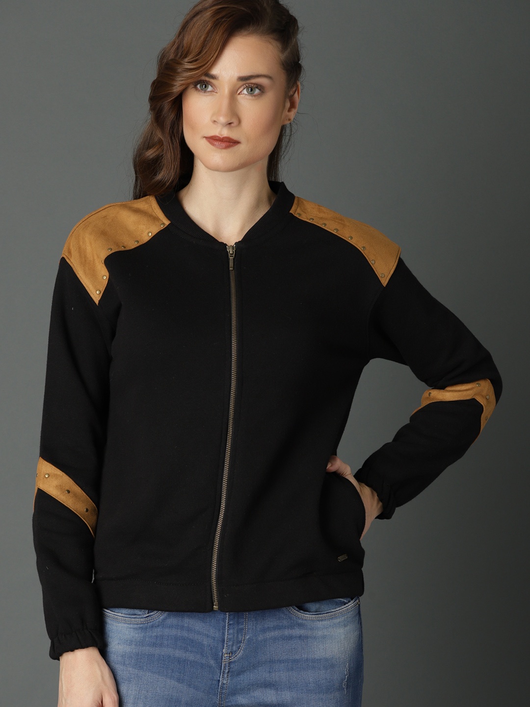 

Roadster Women Black Solid Sweatshirt