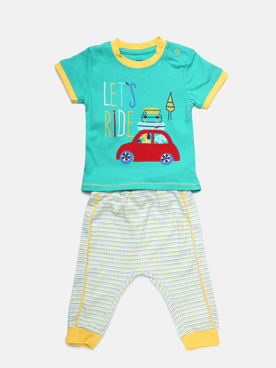 

MINI KLUB Boys Green & White Printed T-shirt with Pyjamas