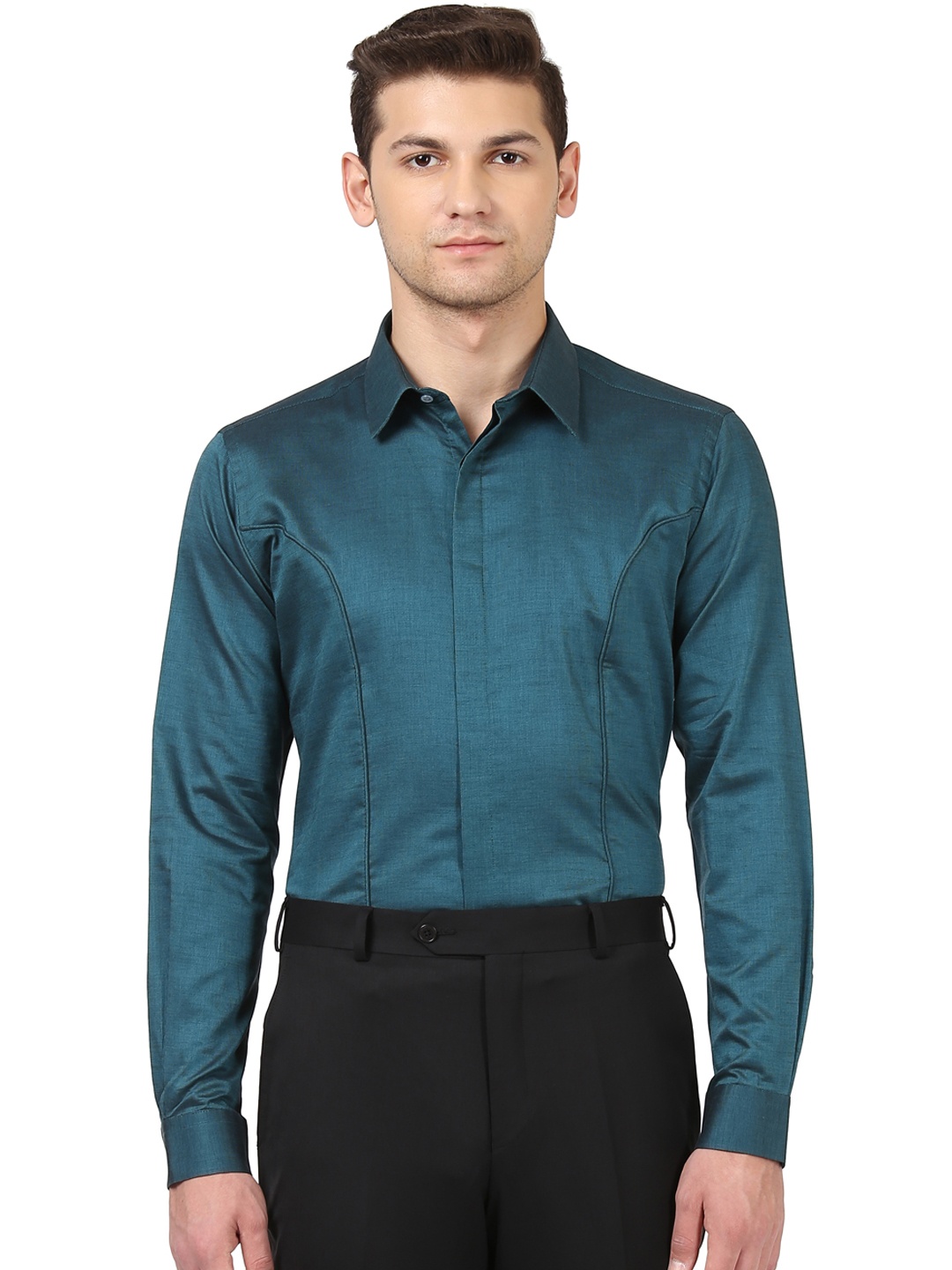 

Park Avenue Men Teal Slim Fit Casual Shirt