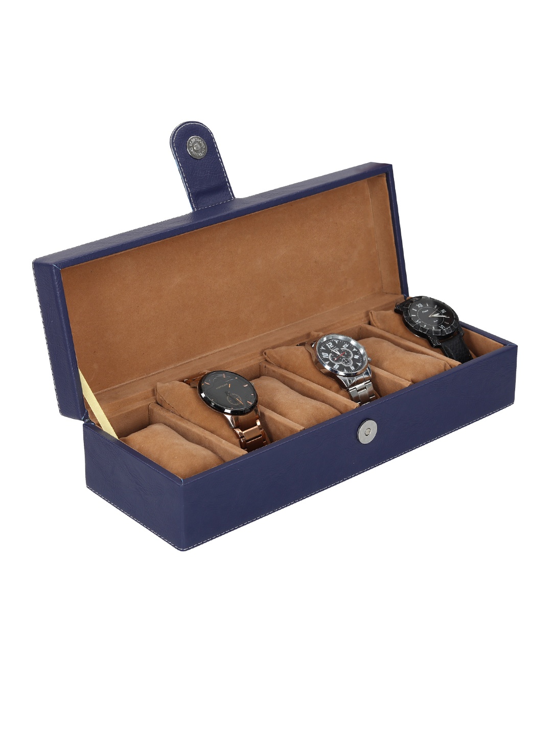 

Leather World Unisex 6 Slots Blue Watch Organiser Box