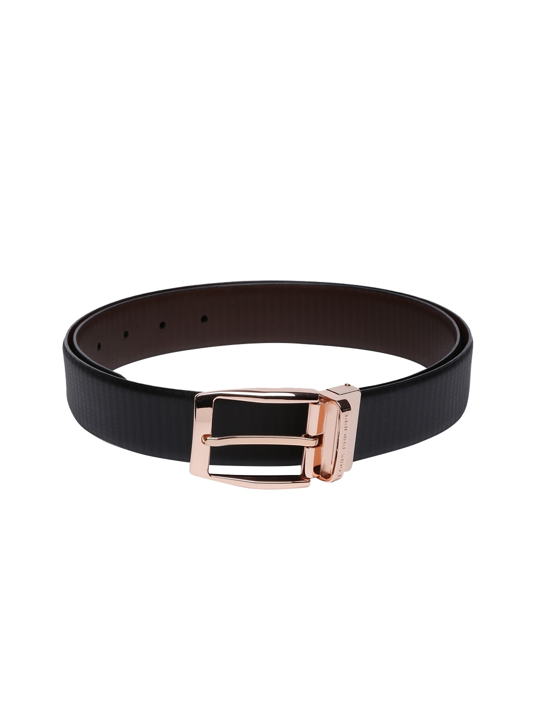 

Louis Philippe Men Black Leather Solid Belt