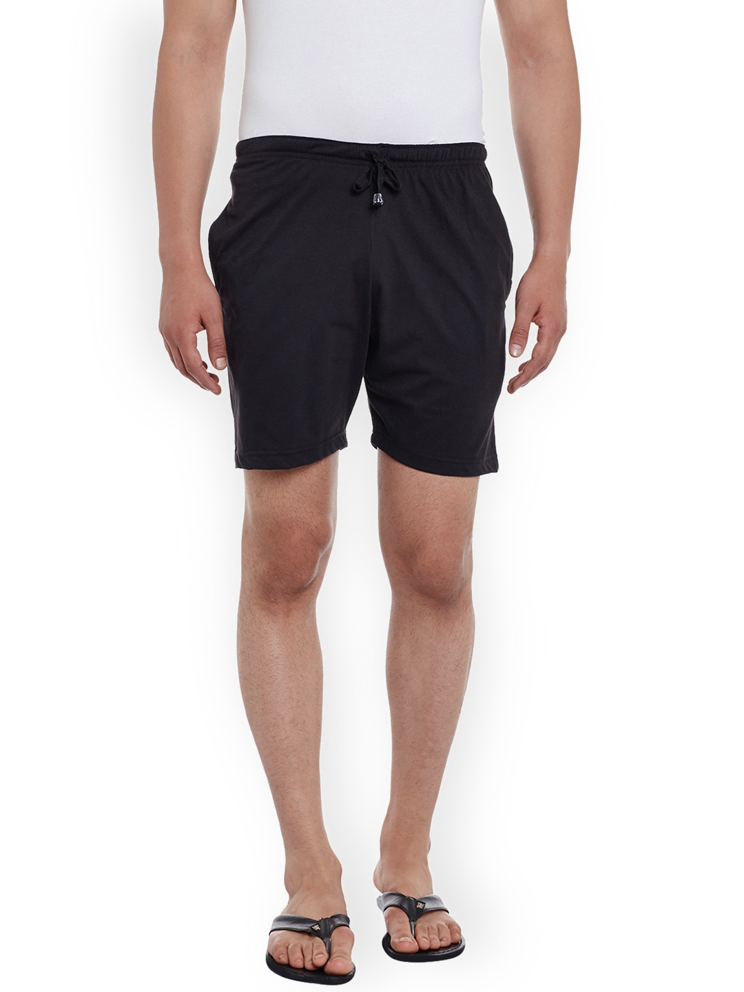 

MACK JONNEY JONNEY Men Black Solid Lounge Shorts