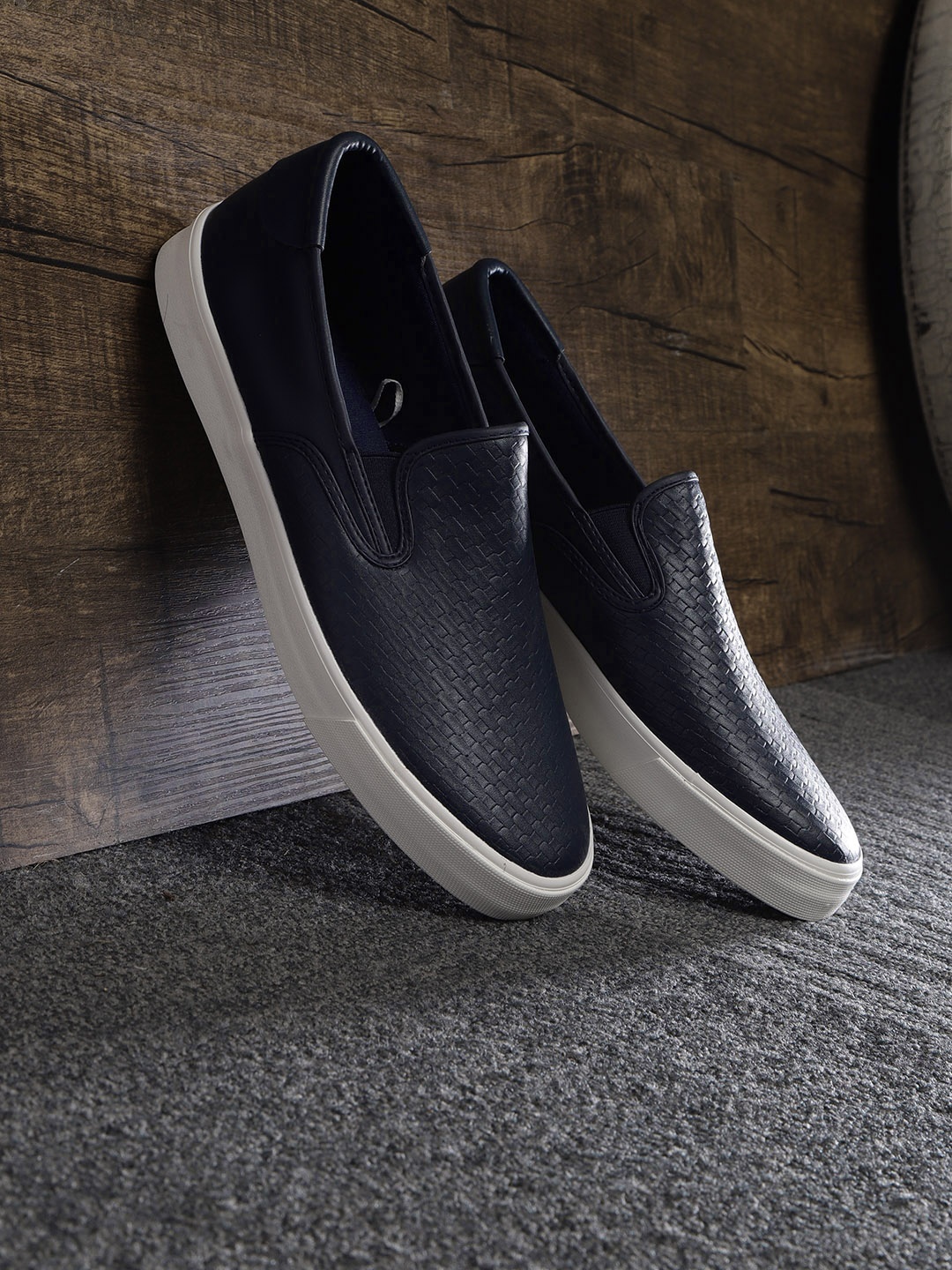 

WROGN Men Navy Blue Slip-On Sneakers