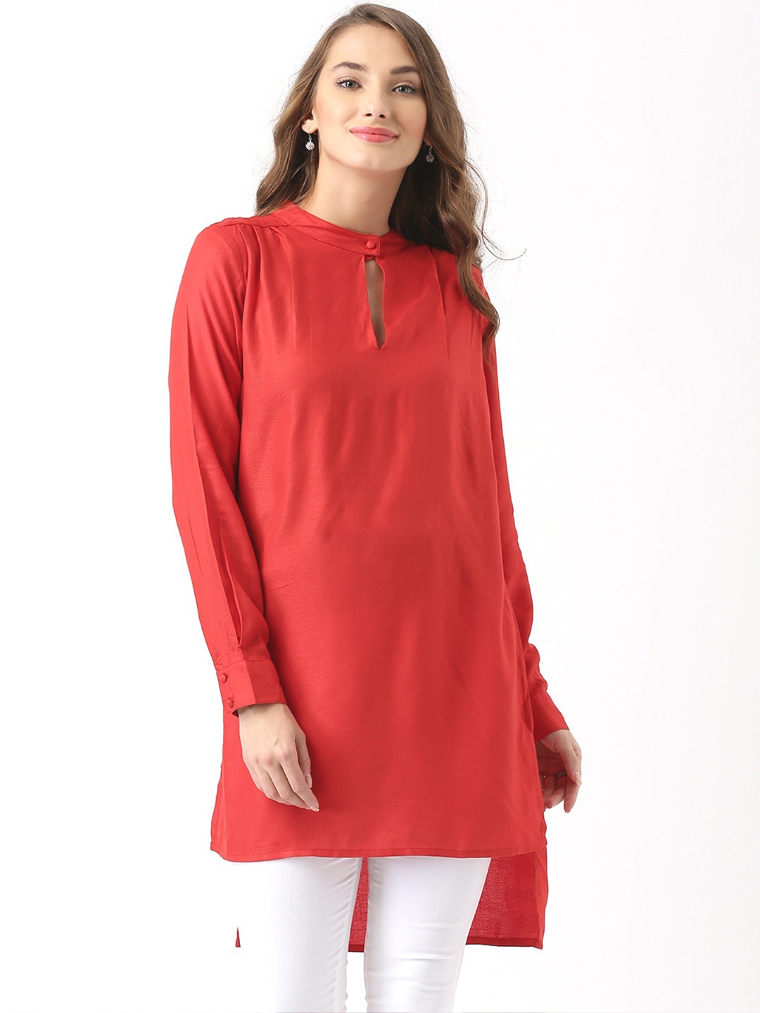 

Marie Claire Red Solid Tunic