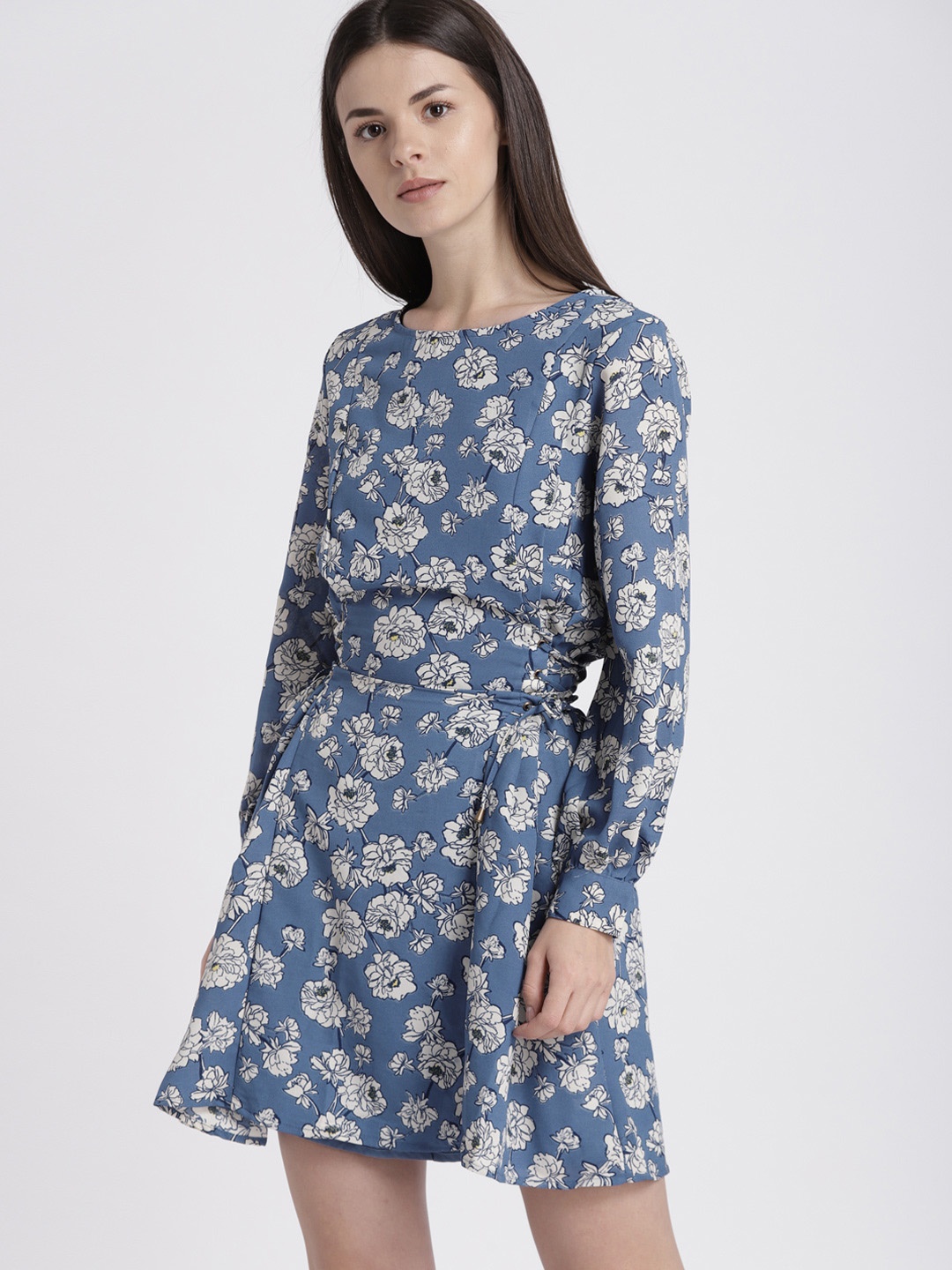 

Chemistry Women Blue Printed Fit and Flare Dress