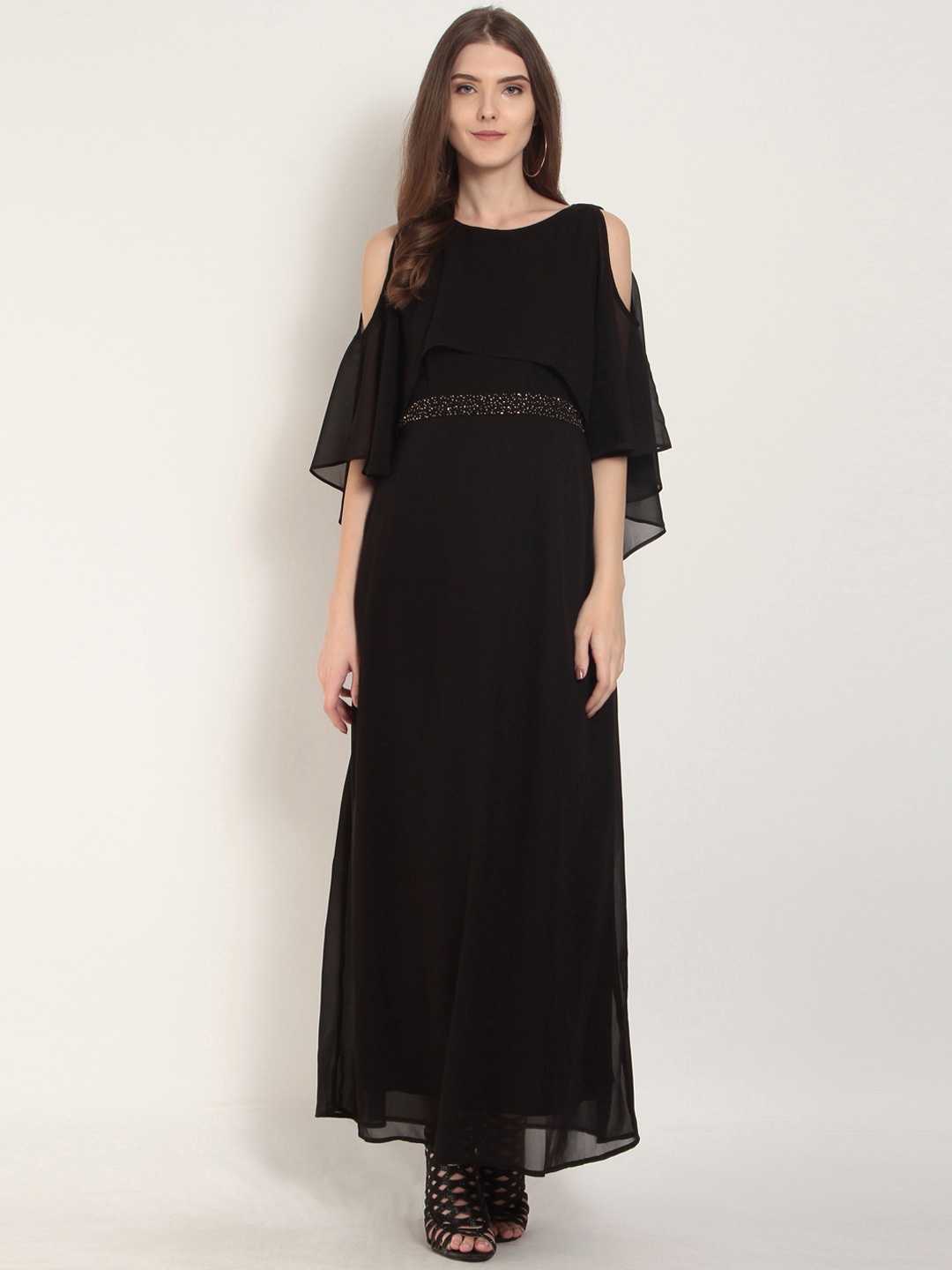 

Marie Claire Women Black Solid Maxi Dress