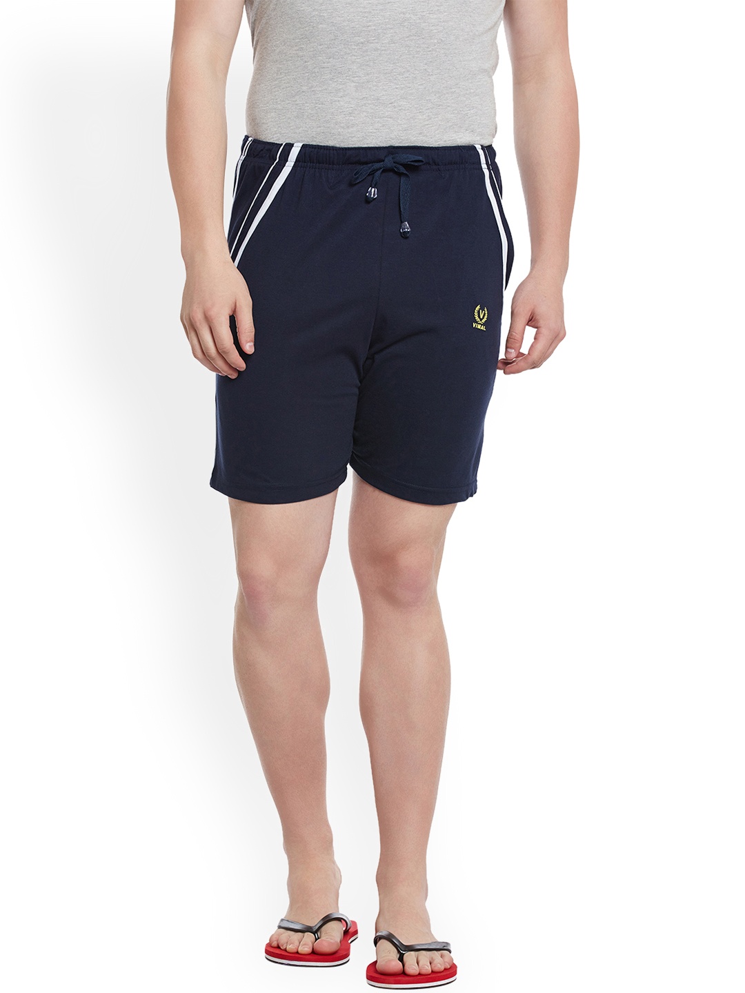 

VIMAL JONNEY Men Navy Blue Solid Lounge Shorts