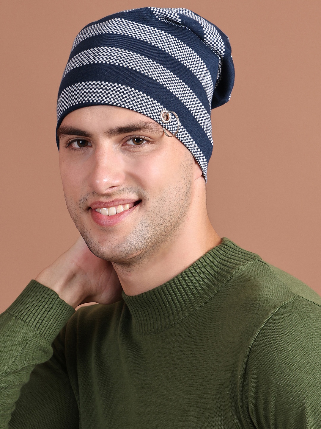 

VIMAL JONNEY Men Navy Blue Printed Beanie