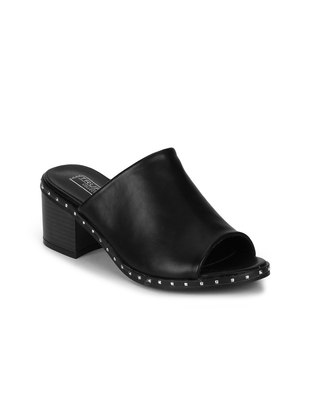 

Truffle Collection Women Black Solid Heeled Mules
