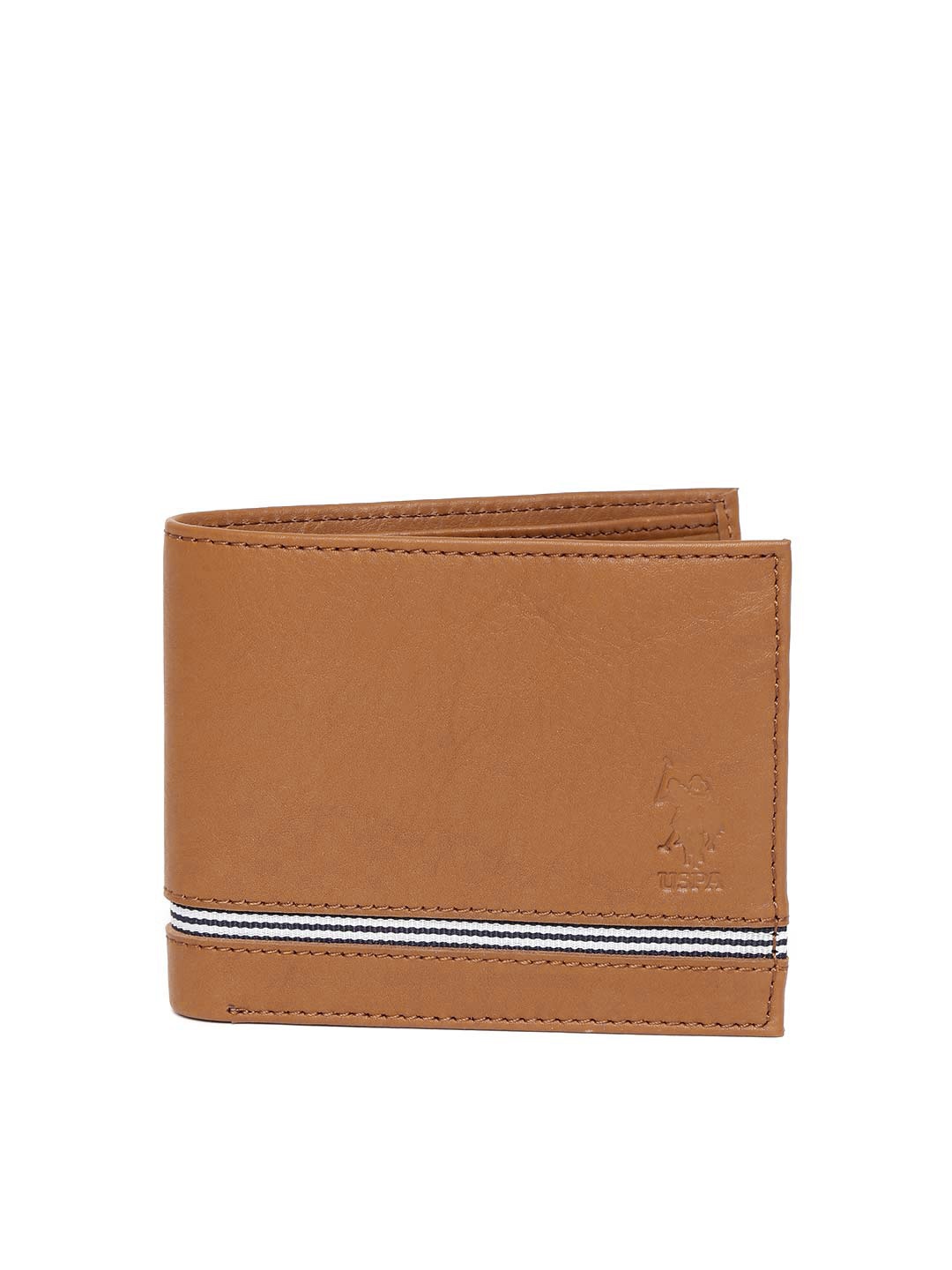 

U.S. Polo Assn. Men Brown Leather Solid Two Fold Wallet