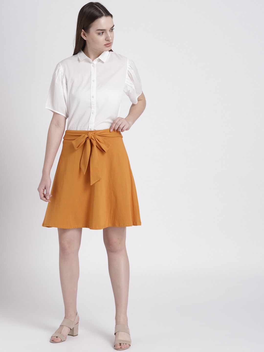 

Chemistry Mustard Yellow Flared A-Line Skirt