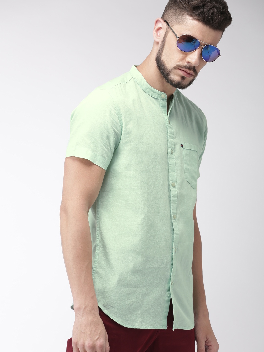 

HIGHLANDER Men Green Slim Fit Solid Casual Shirt