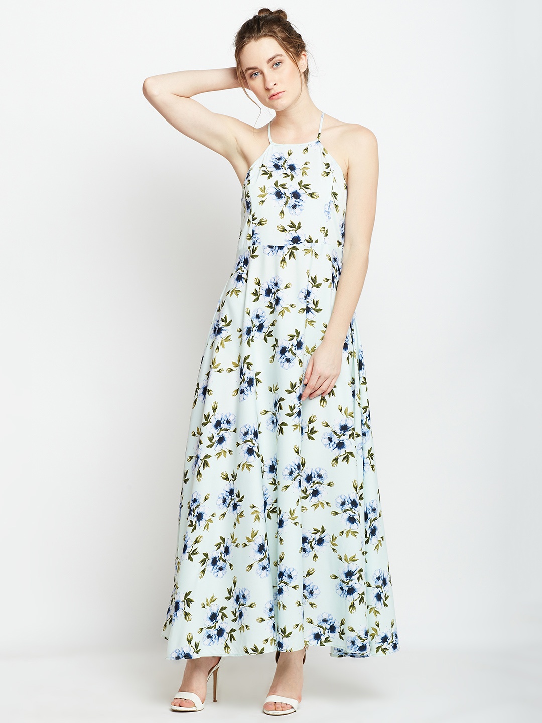 

Berrylush Women Green Floral Printed Maxi Dress