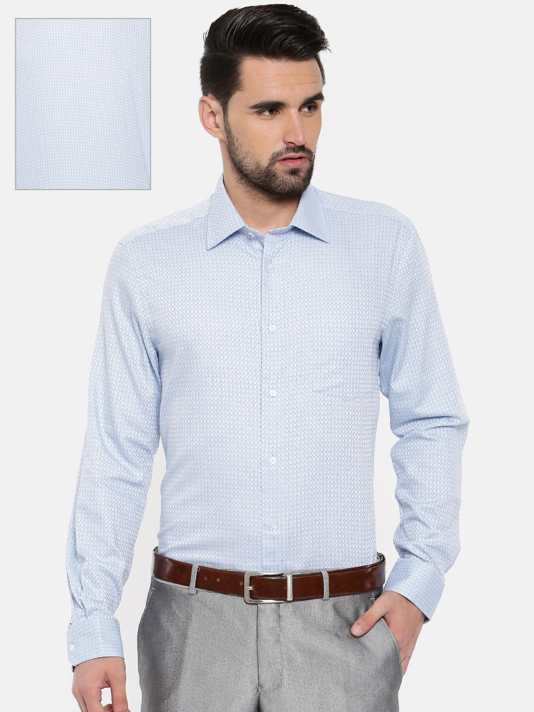 

Blackberrys Men Blue Slim Fit Self Design Formal Shirt