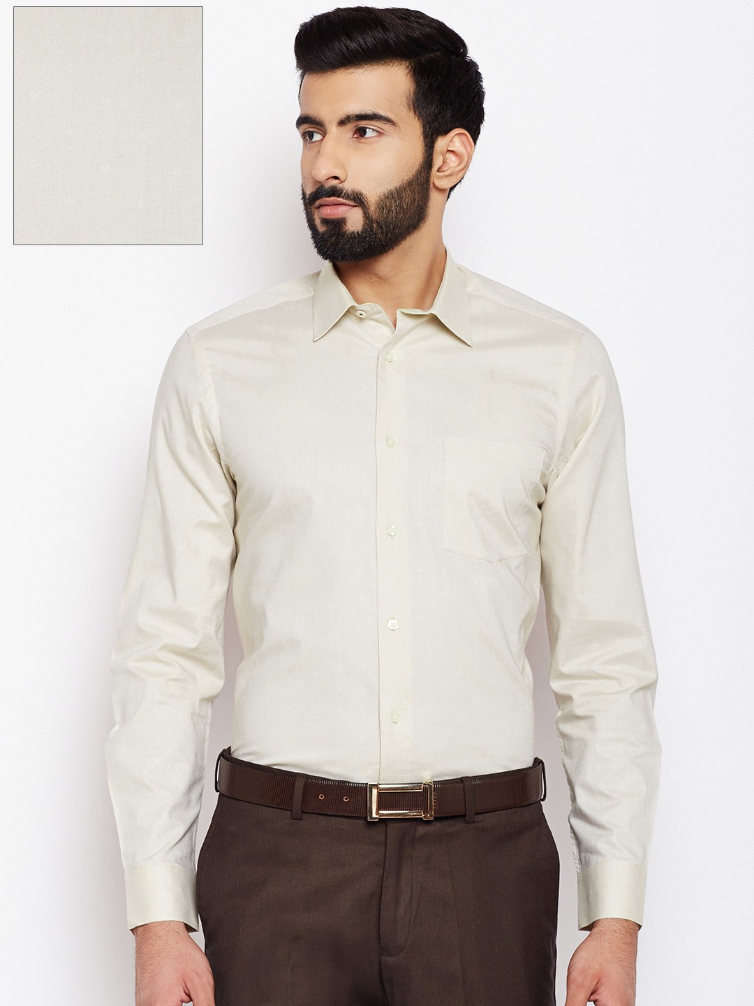 

Blackberrys Men Beige Slim Fit Self Design Formal Shirt
