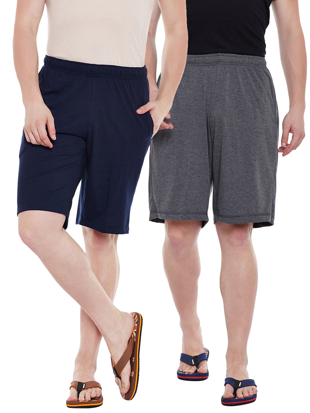 

MACK JONNEY JONNEY Men Pack of 2 Lounge Shorts DD12-ANTHRA-NVY, Grey