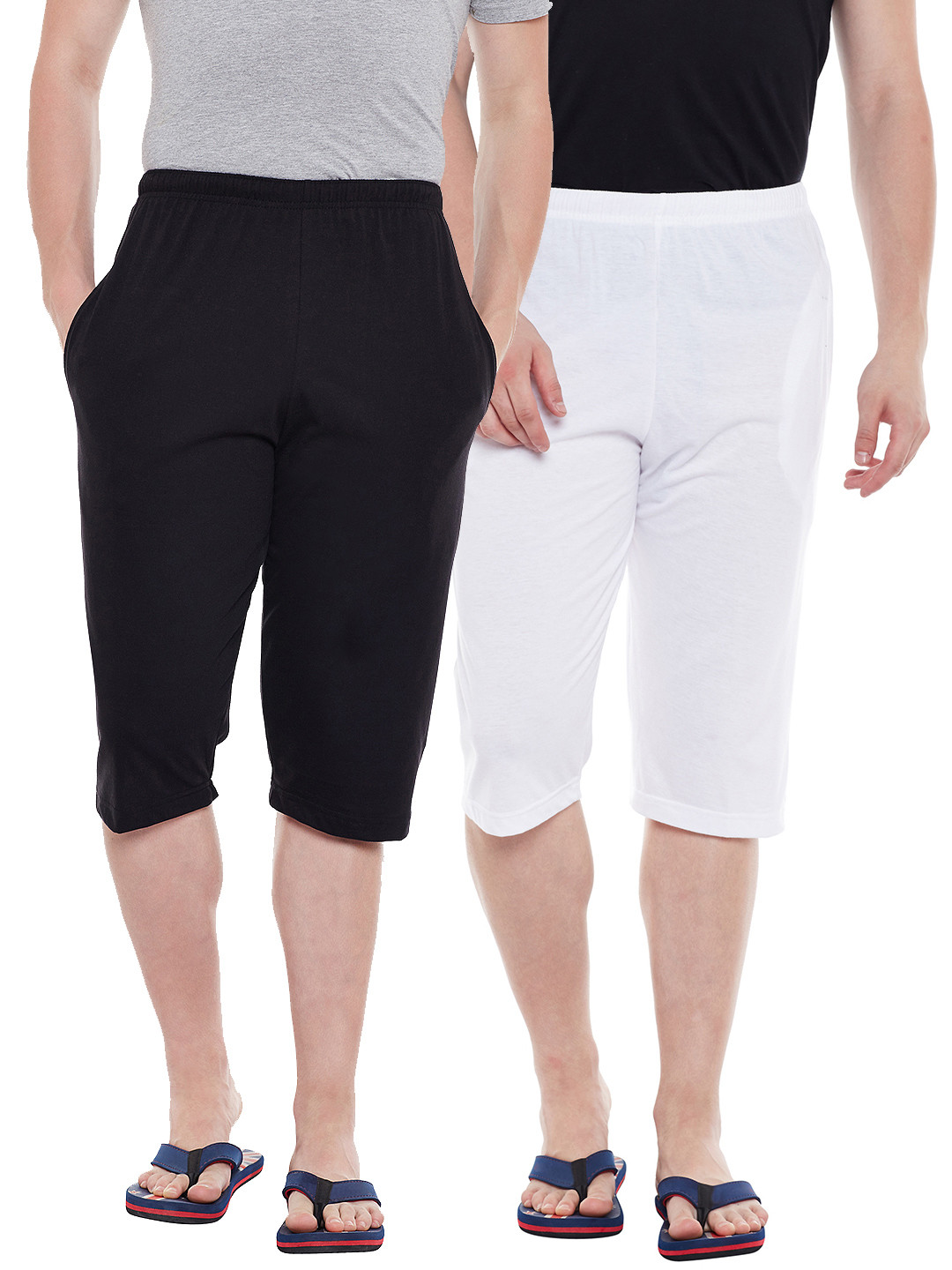 

VIMAL JONNEY Men Pack of 2 Lounge Shorts DD13-BLACK-WHT