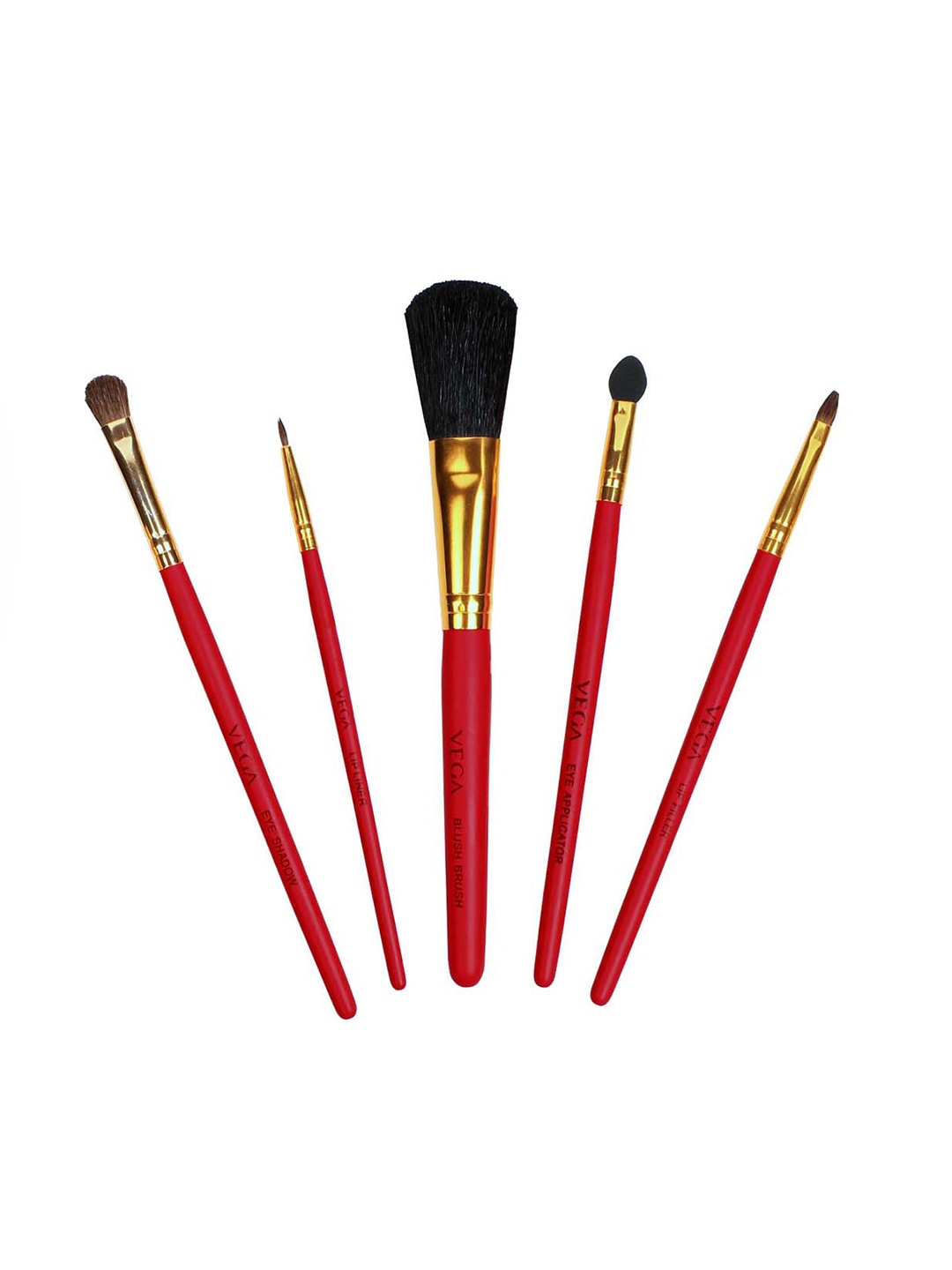 

VEGA Set of 5 Makeup Brushes RV-05, Red